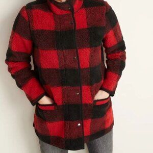 Old Navy Red & Black Buffalo Plaid Sherpa Coat